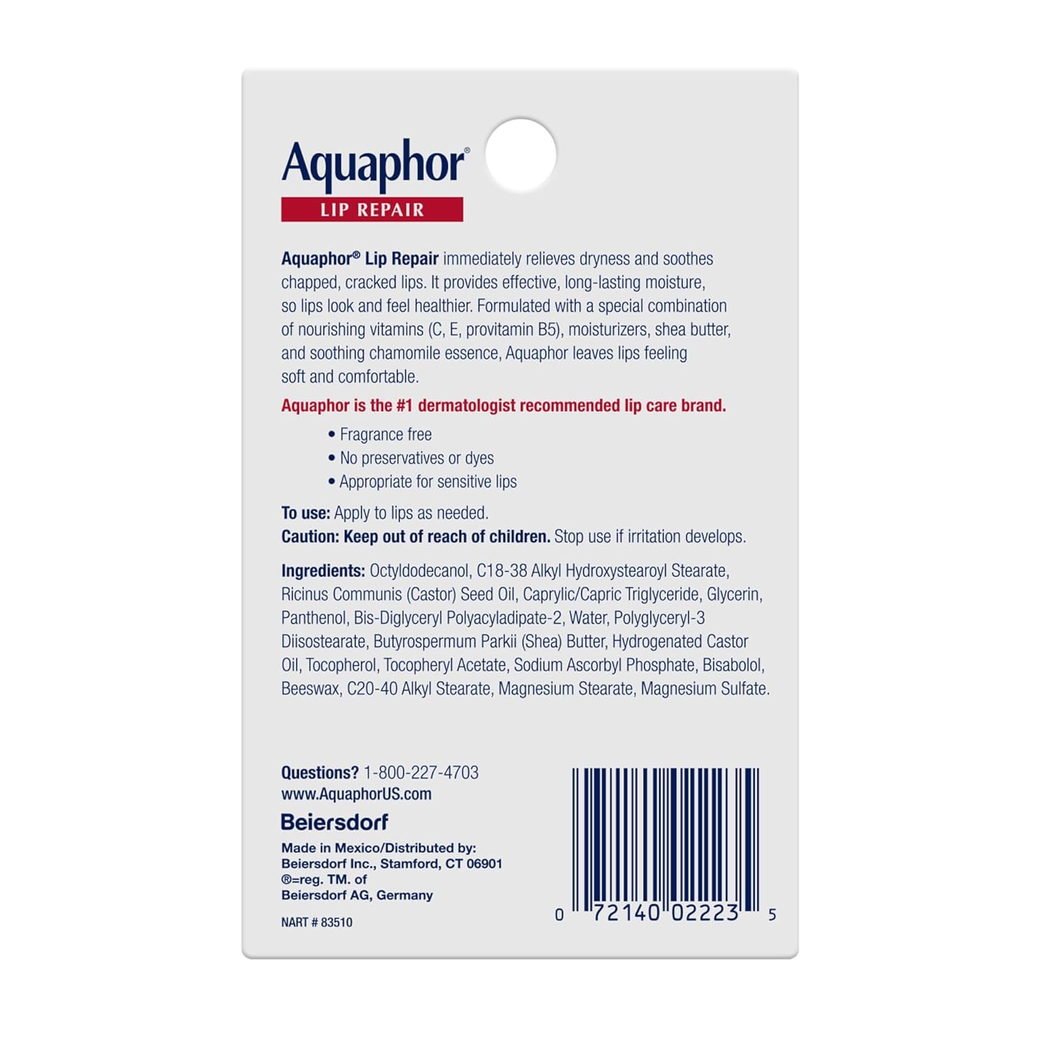 Aquaphor Lip Repair Ointment Pack
